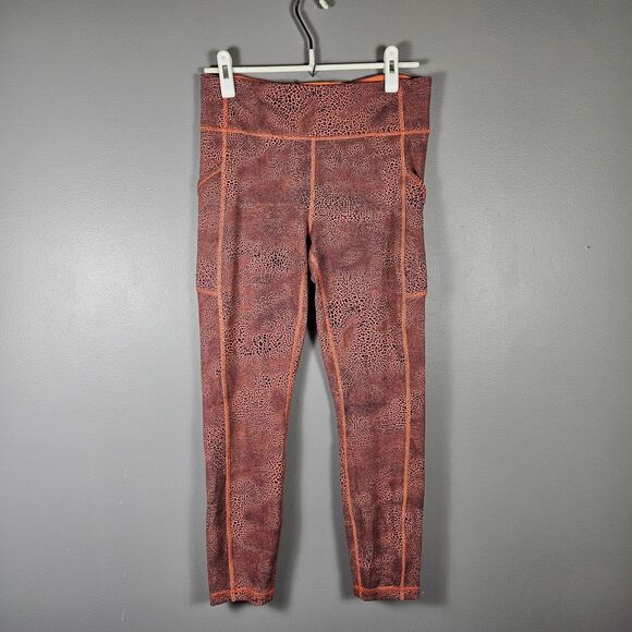 Lululemon Women’s Invigorate High Rise 25" Crackle Glaze Orange Larkspur Sz 10